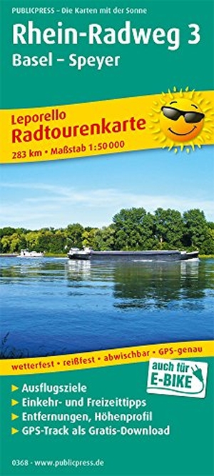 Radwanderkarte Rhein-Radweg 3, Basel - Speyer 1 : 50 000 - mit Ausflugszielen, Einkehr- & Freizeittipps, wetterfest, reissfest, abwischbar, GPS-genau. Publicpress, 2018.