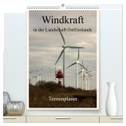 Windkraft in der Landschaft Ostfrieslands / Terminplaner (hochwertiger Premium Wandkalender 2024 DIN A2 hoch), Kunstdruck in Hochglanz