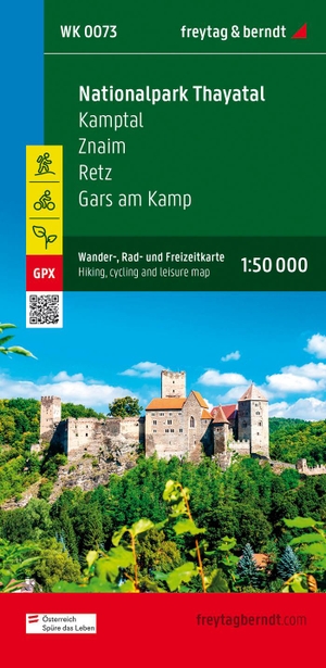 Freytag-Berndt und Artaria KG (Hrsg.). Nationalpark Thayatal, Wander-, Rad- und Freizeitkarte 1:50.000, freytag & berndt, WK 0073 - Kamptal - Znaim - Retz - Gars am Kamp, mit Infoguide, GPX Tracks, wasserfest und reißfest. Freytag + Berndt, 2023.