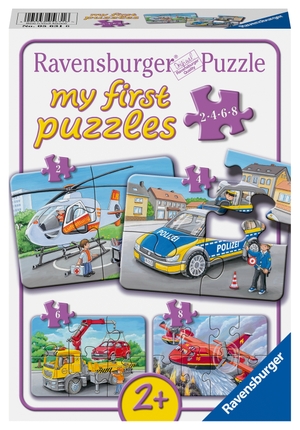 Ravensburger Kinderpuzzle - Meine Einsatzfahrzeuge - 2,4,6,8 Teile my first Puzzle für Kinder ab 2 Jahren. Ravensburger Spieleverlag, 2022.