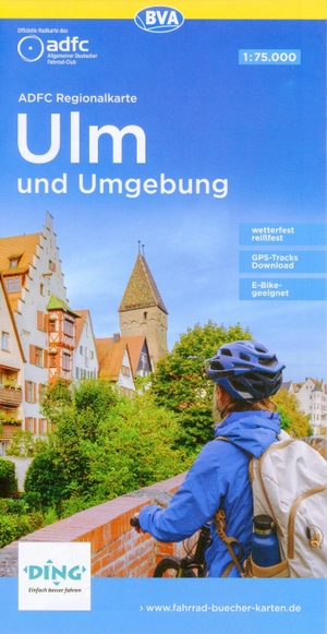 Allgemeiner Deutscher Fahrrad-Club e.V. / BVA BikeMedia GmbH (Hrsg.). ADFC-Regionalkarte Ulm und Umgebung, 1:75.000, mit Tagestourenvorschlägen, reiß- und wetterfest, E-Bike-geeignet, GPS-Tracks-Download. BVA Bielefelder Verlag, 2021.