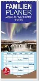 Familienplaner 2024 - Magie der Nordlichter Islands mit 5 Spalten (Wandkalender, 21 x 45 cm) CALVENDO