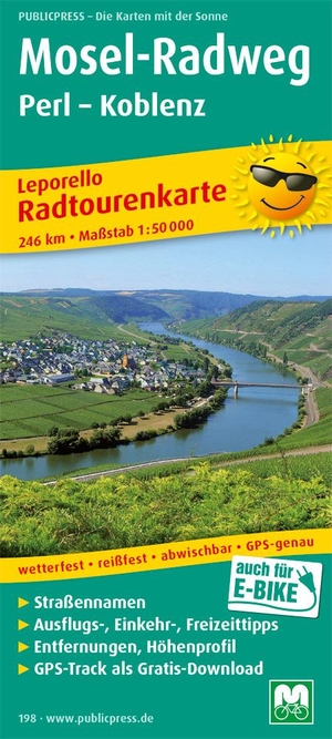 Mosel-Radweg Perl - Koblenz 1 : 50 000 - Leporello Radtourenkarte mit Ausflugszielen, Einkehr- und Freizeittipps. PUBLICPRESS, 2017.