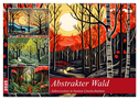 Abstrakter Wald - Jahreszeiten in bunten Linolschnitten (Wandkalender 2025 DIN A2 quer), CALVENDO Monatskalender