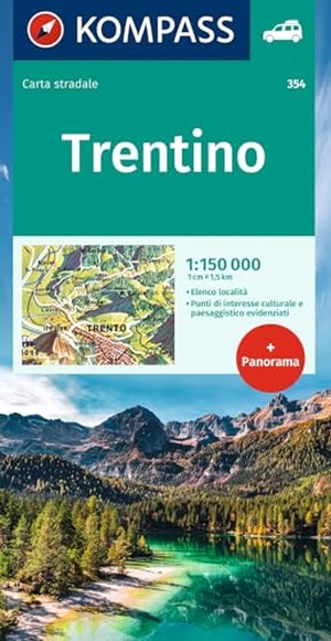 KOMPASS Autokarte Trentino 1:150.000 - mit Panorama auf der Rückseite. Kompass Karten GmbH, 2023.