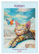 Katzen im expressionistischen Stil (Wandkalender 2025 DIN A4 hoch), CALVENDO Monatskalender