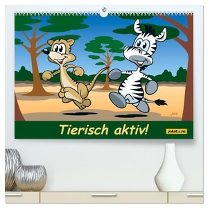 Jokatoons, Jokatoons. Tierisch aktiv! (hochwertiger Premium Wandkalender 2024 DIN A2 quer), Kunstdruck in Hochglanz - Witzige Cartoons über tierische Aktivitäten.. Calvendo, 2023.