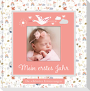 Babyalbum mit Fensterausschnitt für das 1. Lebensjahr zum Eintragen der schönsten Momente und Erinnerungen mit Platz für Fotos | für Mädchen