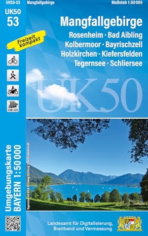 Landesamt für Digitalisierung, Breitband und Vermessung (Hrsg.). UK50-53 Mangfallgebirge - Rosenheim, Bad Aibling, Kolbermoor, Bayrischzell, Holzkirchen, Kiefersfelden, Tegernsee, Schliersee. LDBV Bayern, 2025.