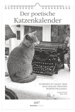 Neumann Verlage GmbH & Co KG (Hrsg.). Der poetische Katzenkalender 2027 - Wochenkalender 21x30 cm mit 53 Katzenmotiven und Zitaten, zum Aufhängen. Neumann Verlage GmbH & Co, 2026.