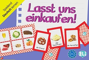 Lasst uns einkaufen! - Deutsch spielend lernen. 66 Spielkarten, 36 Einkaufslisten mit Bingo-Bildern auf der Rückseite, Anleitung. Klett Sprachen GmbH, 2012.