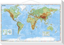 Weltkarte physisch  - Wandkarte mit Metallbeleistung laminiert