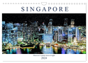 Singapore - Discover Central Area at night (Wall Calendar 2024 DIN A4 landscape), CALVENDO 12 Month Wall Calendar