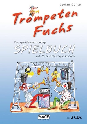 Dünser, Stefan / Attila Krako. Trompeten Fuchs Spielbuch - Das geniale und spaßige Spielbuch mit 75 beliebten Spielstücken. Zum Umgang mit den CDs: Die Stücke liegen entweder in Duett- bzw. Trio-Form oder als Playback mit Bandbegleitung vor. Die Band-Playbacks liegen jeweils in zwei Versionen vor: Einmal mit Trompete (gespielt von Stefan Dünser) und einmal ohne. So kannst Du Dir das Stück zuerst anhören und danach die Solo-Trompete selbst übernehmen.. Hage Musikverlag, 2012.