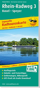Radwanderkarte Rhein-Radweg 3, Basel - Speyer 1 : 50 000