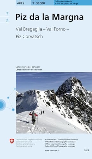 Bundesamt für Landestopografie swisstopo (Hrsg.). 478S Piz da la Margna Schneesportkarte - Val Bregaglia - Val Forno - Piz Corvatsch. Bundesamt für Landestopog, 2025.
