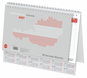 Heye (Hrsg.). Schreibtischkalender Österreich groß 2027 - Tischkalender zum Aufstellen. Klappkalender mit österreichischen Feiertagen und Schulferien. 29 x 21 cm.. Heye, 2026.