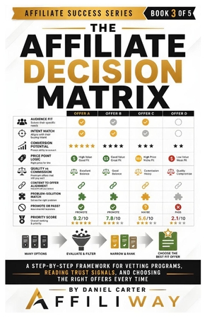 Carter, Daniel. The Affiliate Decision Matrix - A Step-by-Step Framework for Vetting Programs, Reading Trust Signals, and Choosing the Right Offers Every Time. Independently published, 2026.