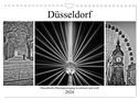 Düsseldorfer Rheinspaziergang in schwarz und weiß (Wandkalender 2024 DIN A4 quer), CALVENDO Monatskalender