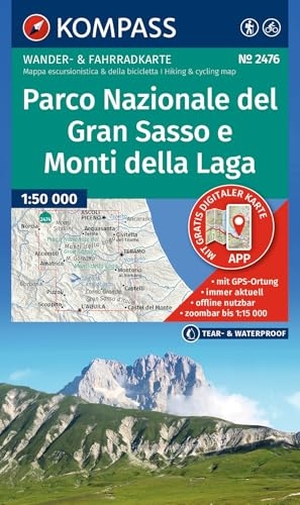 KOMPASS Wanderkarte 2476 Parco Nazionale del Gran Sasso e Monti della Laga 1:50.000 - Wander- und Fahrradkarte in einem - inklusive Offline-Verwendung in der KOMPASS-App. Wander-& Radwege.. Kompass Karten GmbH, 2026.