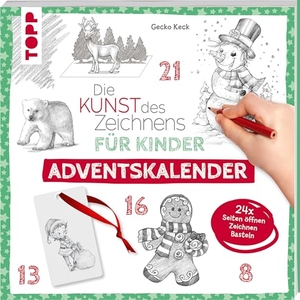 Keck, Gecko. Die Kunst des Zeichnens für Kinder Adventskalender - 24x Seiten öffnen, 24x Zeichnen, 24x Basteln. frechverlag GmbH, 2026.