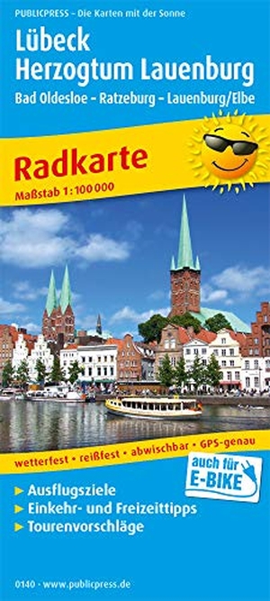 Lübeck - Herzogtum Lauenburg, Bad Oldesloe - Ratzeburg - Lauenburg/Elbe 1:100 000 - Radkarte mit Ausflugszielen, Einkehr- und Freizeittipps, reissfest, wetterfest, abwischbar. Publicpress, 2019.