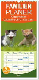 Familienplaner 2024 - Lächelnd durchs Jahr - Katzenkinder -Familienplaner hoch mit 5 Spalten (Wandkalender, 21 x 45 cm) CALVENDO