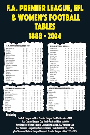 Robinson, Michael. FA Premier League, EFL & Women's Football Tables 1888-2024. Soccer Books Ltd, 2024.