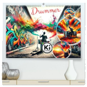 Drummer - Color Splash Rhythms: Trommelschläge und Farbexplosionen (hochwertiger Premium Wandkalender 2025 DIN A2 quer), Kunstdruck in Hochglanz