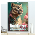 Raubkatzen mit Ornamenten indischer Art (hochwertiger Premium Wandkalender 2024 DIN A2 hoch), Kunstdruck in Hochglanz
