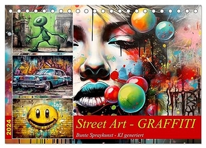 Illgen, Cathrin. Street Art Graffiti (Tischkalender 2024 DIN A5 quer), CALVENDO Monatskalender - Coole bunte Sprayart-Bilder - KI generiert. Calvendo, 2023.