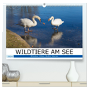WILDTIERE AM SEE (hochwertiger Premium Wandkalender 2024 DIN A2 quer), Kunstdruck in Hochglanz