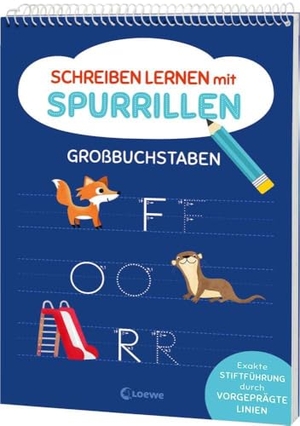 Schreiben lernen mit Spurrillen - Großbuchstaben - Schreibblock mit vorgeprägten Linien für Vorschulkinder ab 5 Jahren. Loewe Verlag GmbH, 2024.