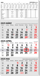 3-Monatskalender 2025 - 23,7x44,8 schwarz/rot - mit Motiv - Datumsschieber - 951-0011