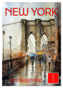 New York - ein Regentag (Wandkalender 2024 DIN A2 hoch), CALVENDO Monatskalender