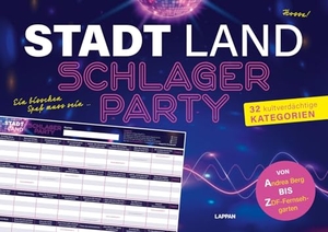 Lappan Verlag (Hrsg.). Stadt, Land, Schlagerparty - Ein bisschen Spaß muss sein! | Das Kult-Spiel für deine Party! Der Schlagermove für Rätsel-Freunde. Lappan Verlag, 2026.