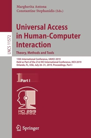 Stephanidis, Constantine / Margherita Antona (Hrsg.). Universal Access in Human-Computer Interaction. Theory, Methods and Tools - 13th International Conference, UAHCI 2019, Held as Part of the 21st HCI International Conference, HCII 2019, Orlando, FL, USA, July 26¿31, 2019, Proceedings, Part I. Springer International Publishing, 2019.