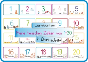 Momm, Helga. Meine tierischen Zahlen von 1-20 in Druckschrift - Lernkarten DINA 5 auf 300g Bilderdruck. E&Z Verlag GmbH, 2024.