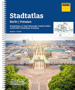 ADAC Stadtatlas Berlin/Potsdam 1:20.000 - mit Brandenburg a.d. Havel, Eberswalde, Frankfurt (Oder), Luckenwalde, Oranienburg, Strausberg. ADAC, 2022.