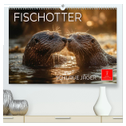 Fischotter - schlaue Jäger (hochwertiger Premium Wandkalender 2024 DIN A2 quer), Kunstdruck in Hochglanz