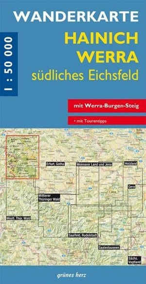 Wanderkarte Hainich, Werra südliches Eichsfeld - mit Werra-Burgen-Steig. Verlag grünes Herz, 2023.