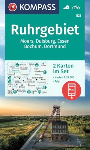 KOMPASS Wanderkarten-Set 823 Ruhrgebiet (2 Karten) 1:35.000 - offline Karte in der KOMPASS-App, markierte Wanderwege, Fahrradwege. Kompass Karten GmbH, 2023.