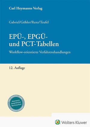 Gabriel, Markus / Göhler, Karen et al. EPÜ-, EPGÜ- und PCT-Tabellen - Workflow-orientierte Verfahrenshandlungen. Heymanns Verlag GmbH, 2023.