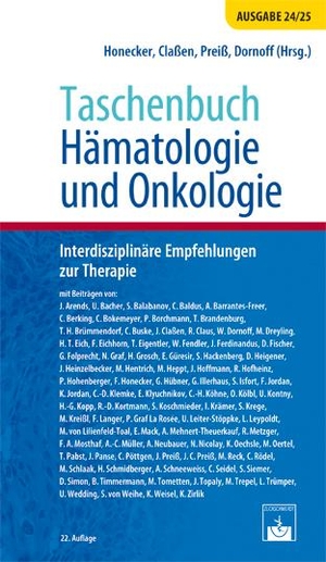 Honecker, Friedemann / Johannes Claßen et al (Hrsg.). Taschenbuch Hämatologie und Onkologie - Interdisziplinäre Empfehlungen zur Therpaie. Zuckschwerdt Verlag, 2024.