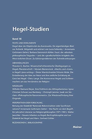 Nicolin, Friedhelm / Otto Pöggeler (Hrsg.). Hegel-Studien / Hegel-Studien Band 18 (1983). Felix Meiner Verlag, 1983.