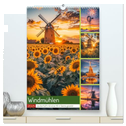 Windmühlen - Zauberhaft mit einer KI in Szene gesetzt (hochwertiger Premium Wandkalender 2025 DIN A2 hoch), Kunstdruck in Hochglanz
