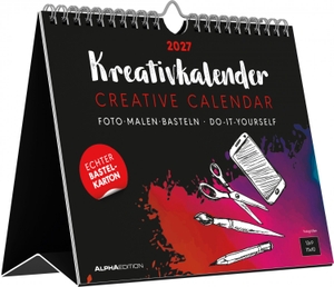 Alpha Edition (Hrsg.). Kreativkalender Tischaufsteller quer schwarz 2027 - Bastelpapier schwarz. Neumann Verlage GmbH & Co, 2026.