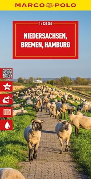 MARCO POLO Reisekarte Deutschland 03 Niedersachsen, Bremen, Hamburg 1:225.000 - Straßenkarte und Autokarte mit sehenswerten Strecken, Highlights und digitaler Erweiterung. Mairdumont, 2025.