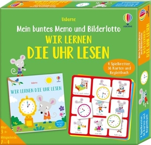 Mein buntes Memo und Bilderlotto: Wir lernen die Uhr lesen - Set aus 4 Spielbrettern, 36 Karten und Begleitbuch - für Kinder ab 4 Jahren. Usborne Verlag, 2025.