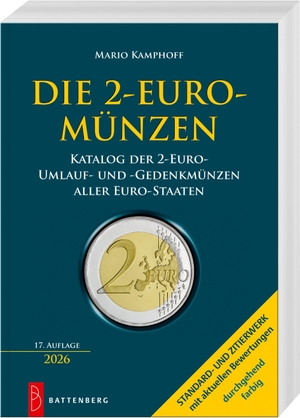 Kamphoff, Mario. Die 2-Euro-Münzen - Katalog der 2-Euro-Umlauf- und -Gedenkmünzen aller Euro-Staaten. Battenberg  Verlag, 2026.